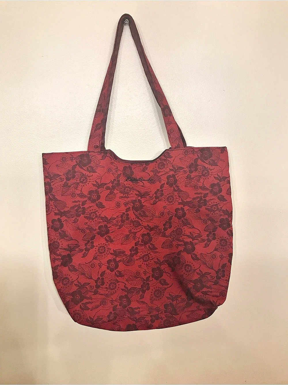Eddie Bauer Floral Tote Bag in Red & Burgundy